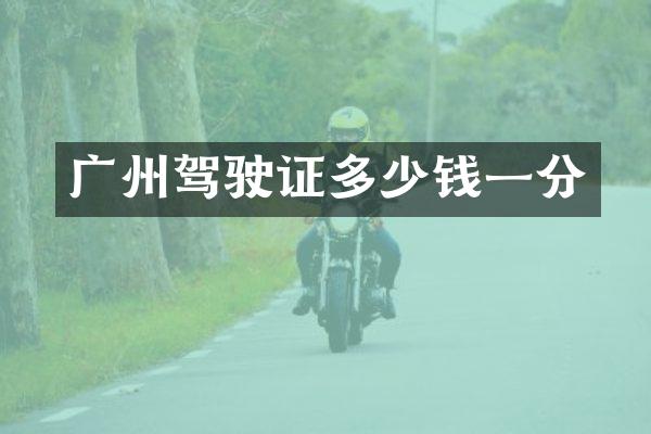 广州驾驶证多少钱一分