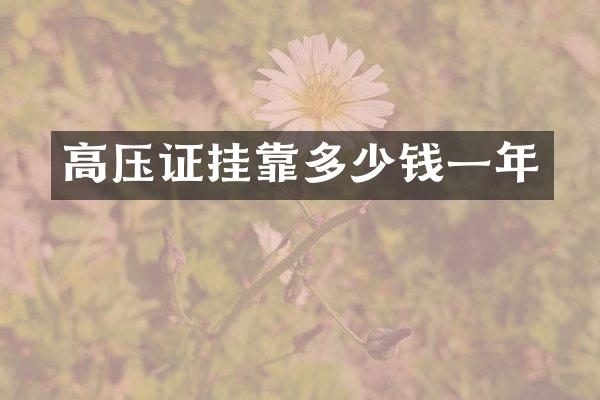 高压证挂靠多少钱一年