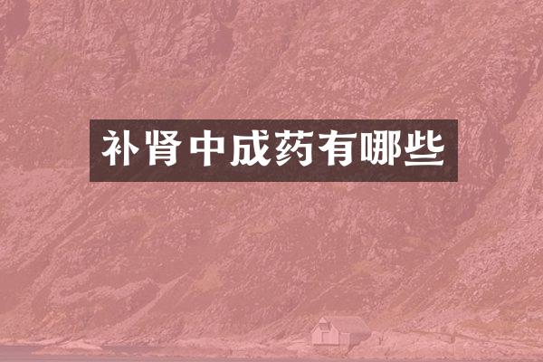 补肾中成药有哪些