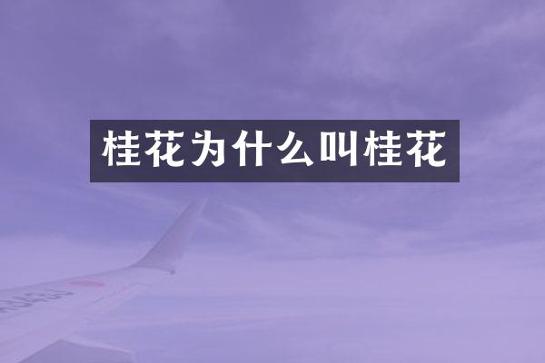 桂花为什么叫桂花