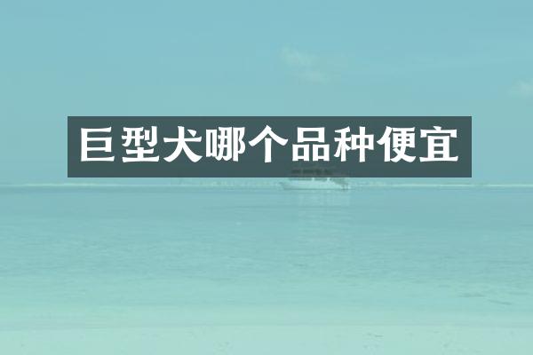 巨型犬哪个品种便宜