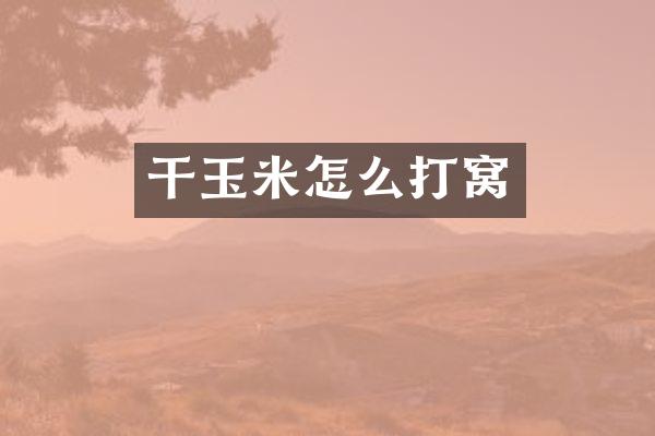 干玉米怎么打窝