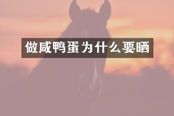 做咸鸭蛋为什么要晒