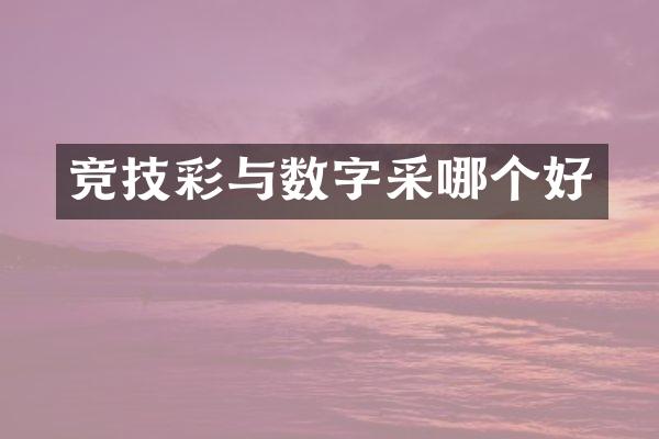 竞技彩与数字采哪个好