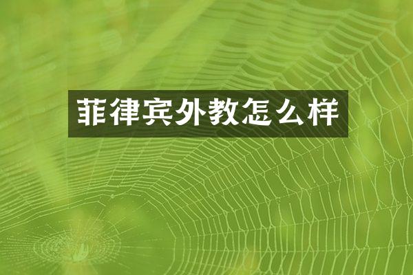 菲律宾外教怎么样