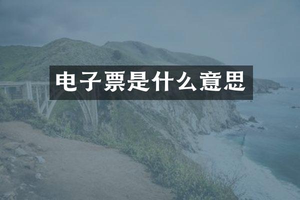 电子票是什么意思