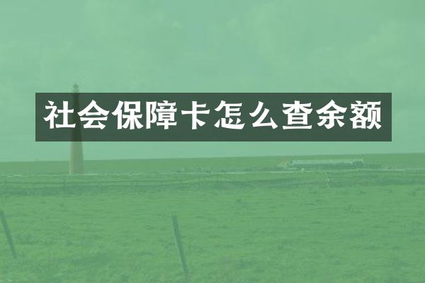社会保障卡怎么查余额