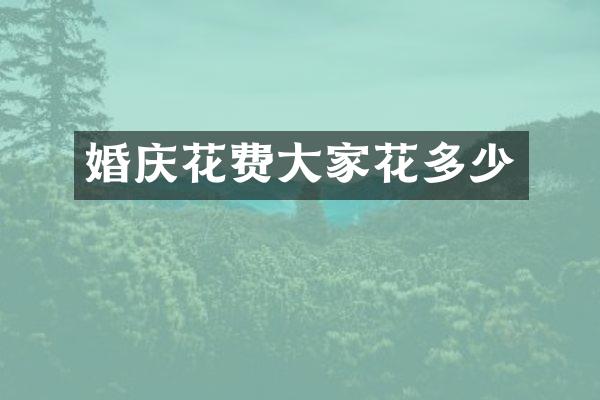 婚庆花费大家花多少
