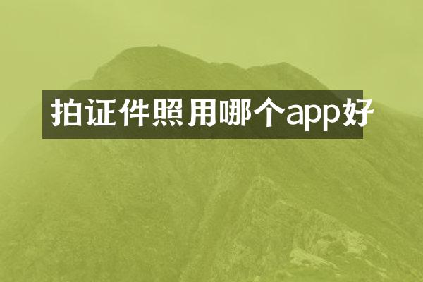 拍证件照用哪个app好