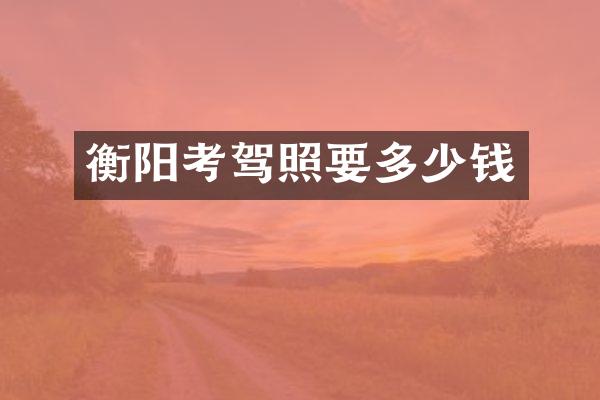 衡阳考驾照要多少钱