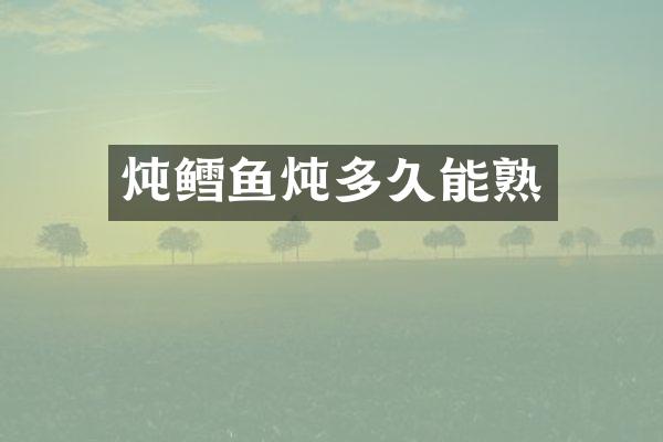 炖鳕鱼炖多久能熟