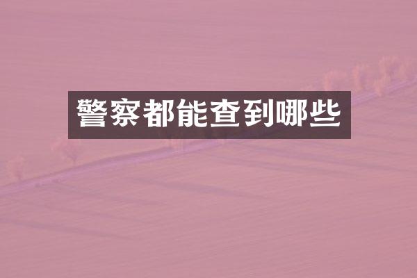 警察都能查到哪些