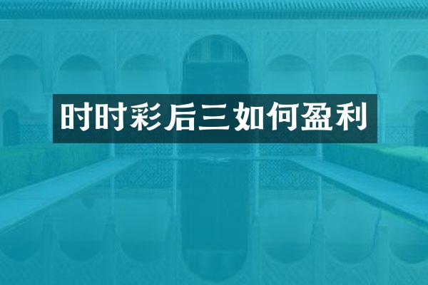 时时彩后三如何盈利