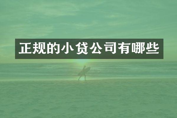 正规的小贷公司有哪些