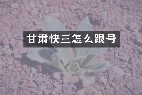 甘肃快三怎么跟号