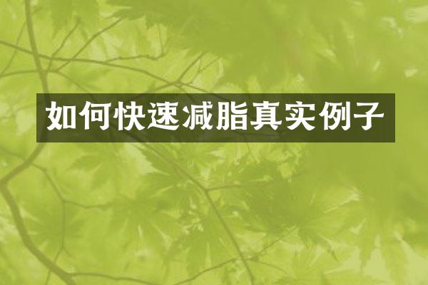 如何快速减脂真实例子
