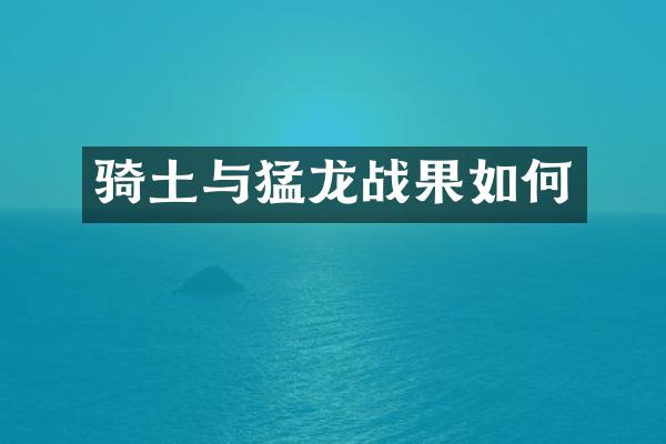 骑土与猛龙战果如何