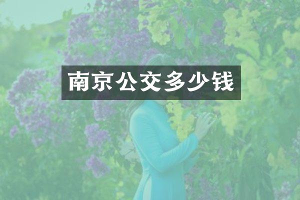 南京公交多少钱