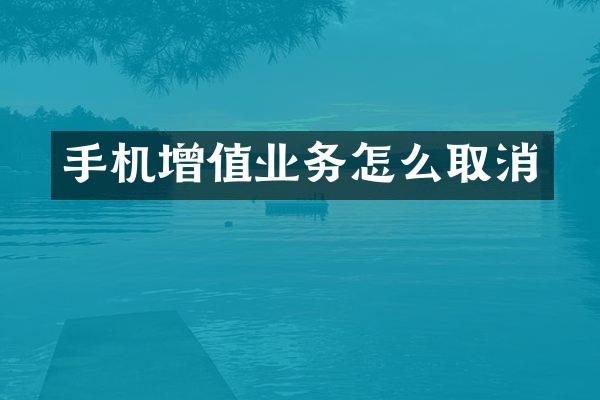 手机增值业务怎么取消