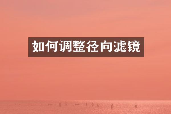 如何调整径向滤镜