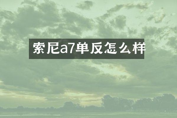 a7单反怎么样