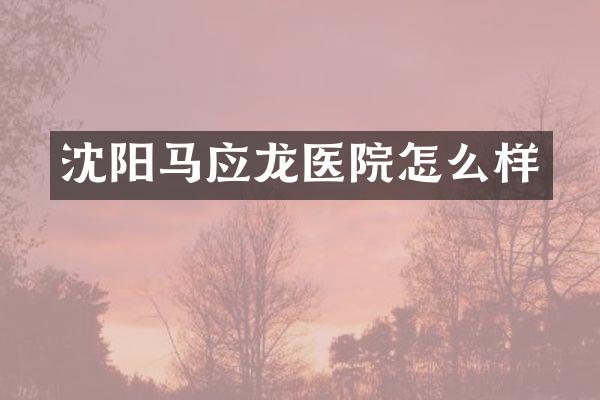 沈阳马应龙医院怎么样