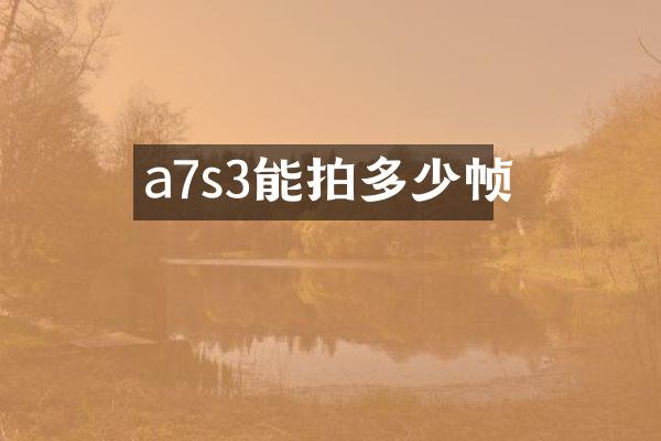 a7s3能拍多少帧