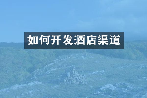 如何开发酒店渠道