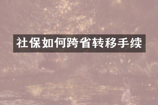 社保如何跨省转移手续
