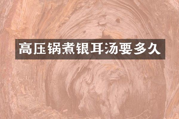 高压锅煮银耳汤要多久