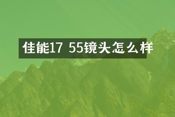 佳能17 55镜头怎么样