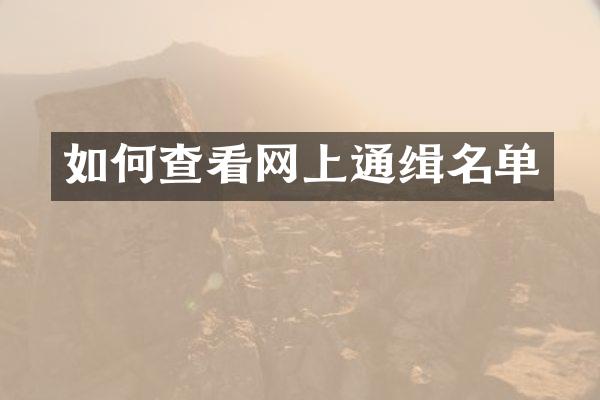 如何查看网上通缉名单