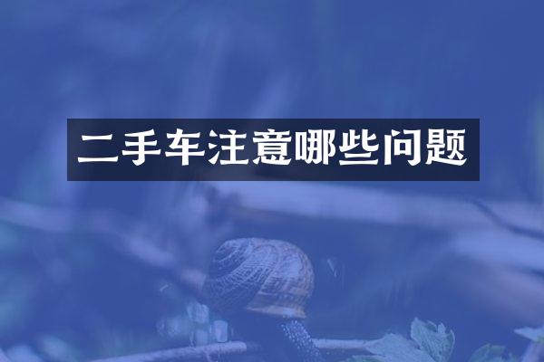 二手车注意哪些问题