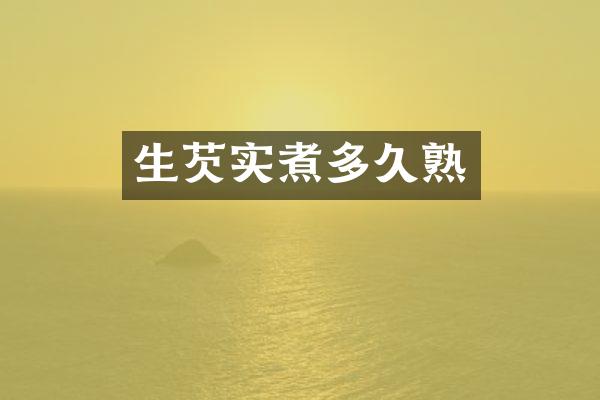 生芡实煮多久熟