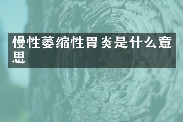 慢性萎缩性胃炎是什么意思