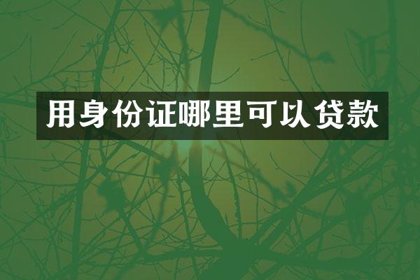用身份证哪里可以贷款