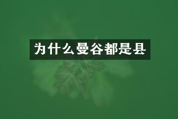 为什么曼谷都是县