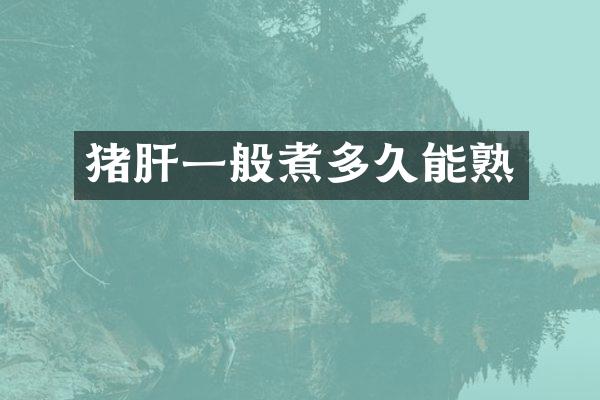 猪肝一般煮多久能熟