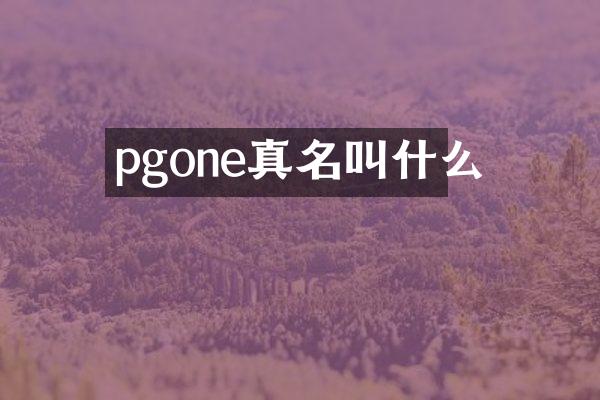 pgone真名叫什么