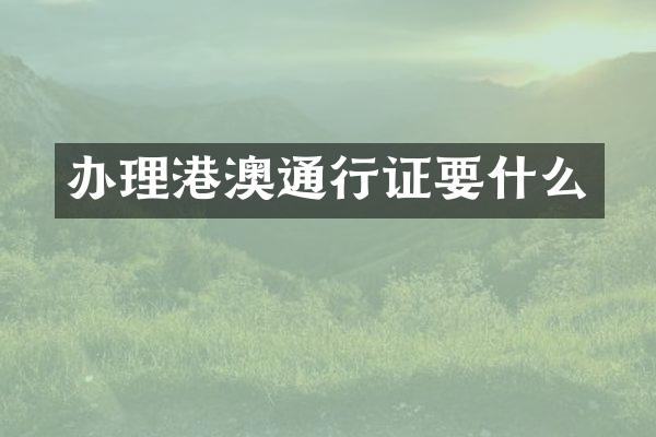 办理港澳通行证要什么