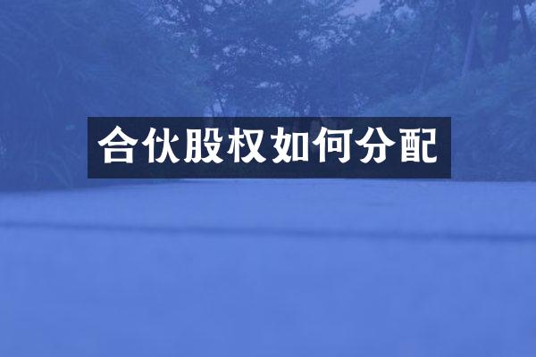 合伙股权如何分配