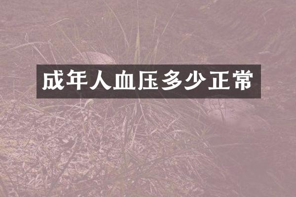 成年人血压多少正常
