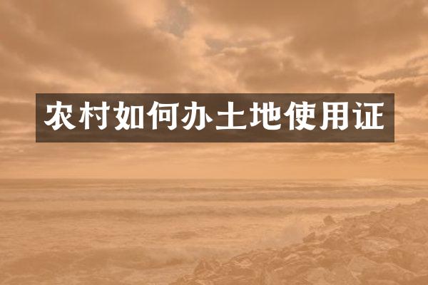 农村如何办土地使用证
