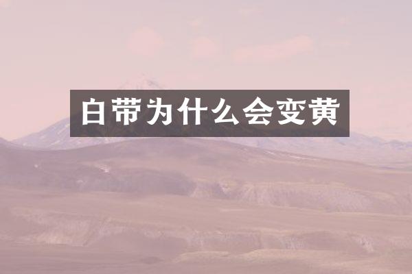 白带为什么会变黄