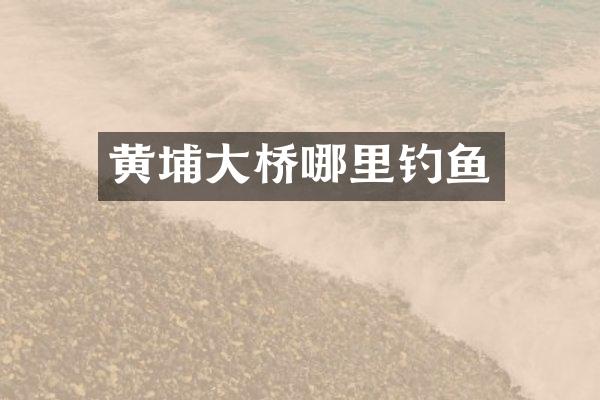 黄埔大桥哪里钓鱼