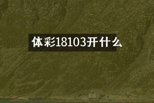 体彩18103开什么