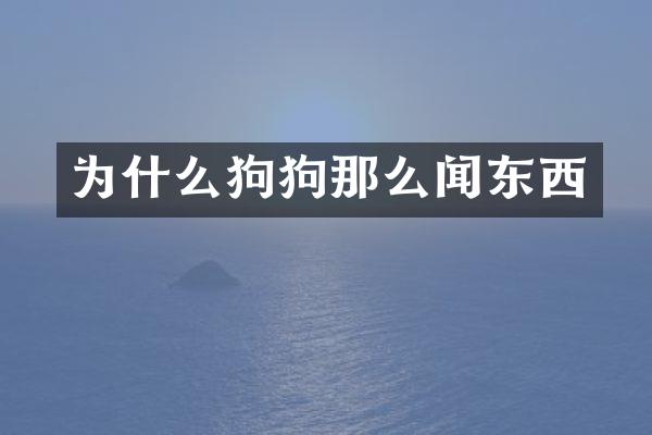 为什么狗狗那么闻东西