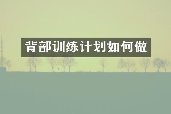 背部训练计划如何做