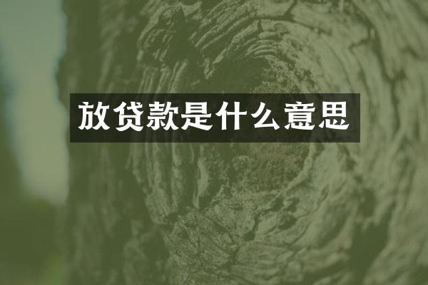放贷款是什么意思