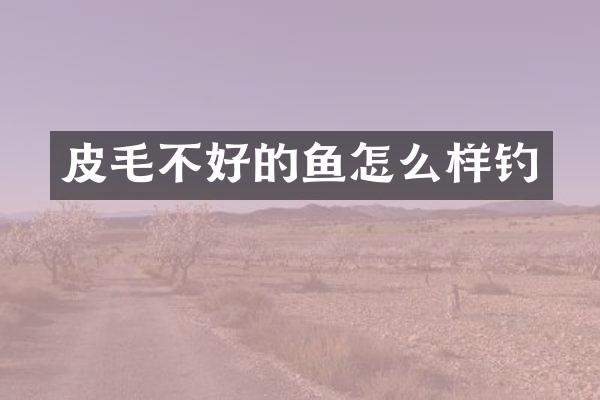 皮毛不好的鱼怎么样钓
